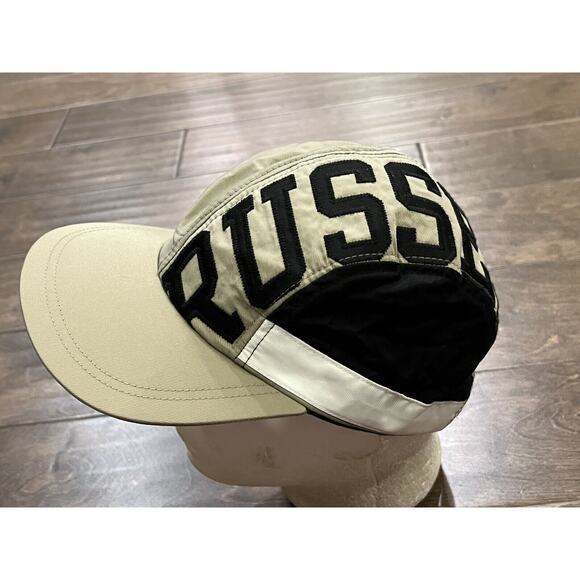 Hypeadelic Mens Khaki Tan Black 5 Panel “Russell” Adjustable Strapback Hat Cap - Picture 3 of 7
